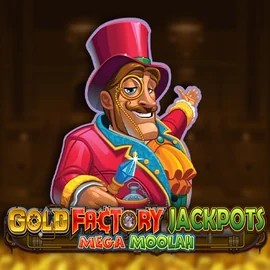 Gold Factory Jackpots Mega Moolah online game logo by Aurum Signature Studios on caseacasinoo.fi